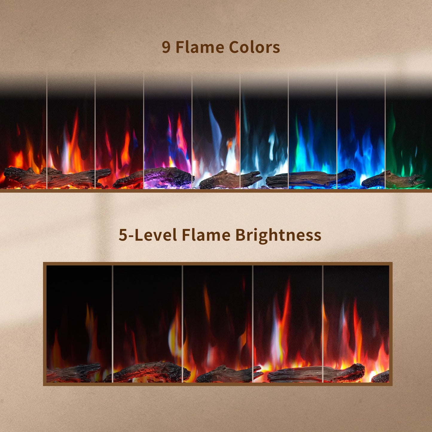 PuraFlame Herman 72 Inch Smart Linear Electric Fireplace - Premium Flame with 9 Colors, Clean Design, Recessed in-Wall or Wall-Mount or Free Standing, Compatible with Alexa and Google Assistant