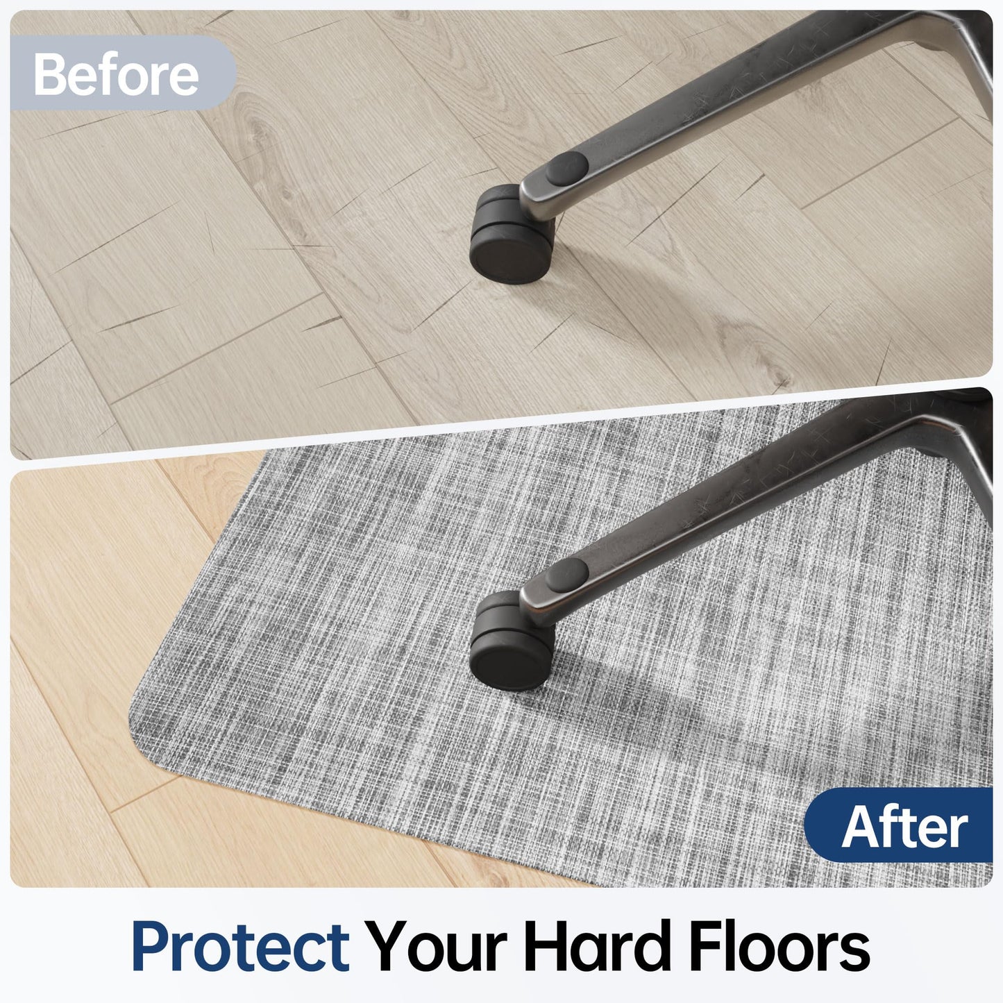 Cybstrax Office Chair Mat for Hardwood & Tile Floor, 45" x 53" Desk Chair Mat, Anti Slip, Non-Curve Computer Chair Mat for Rolling Chairs Floor Protector for Home Office