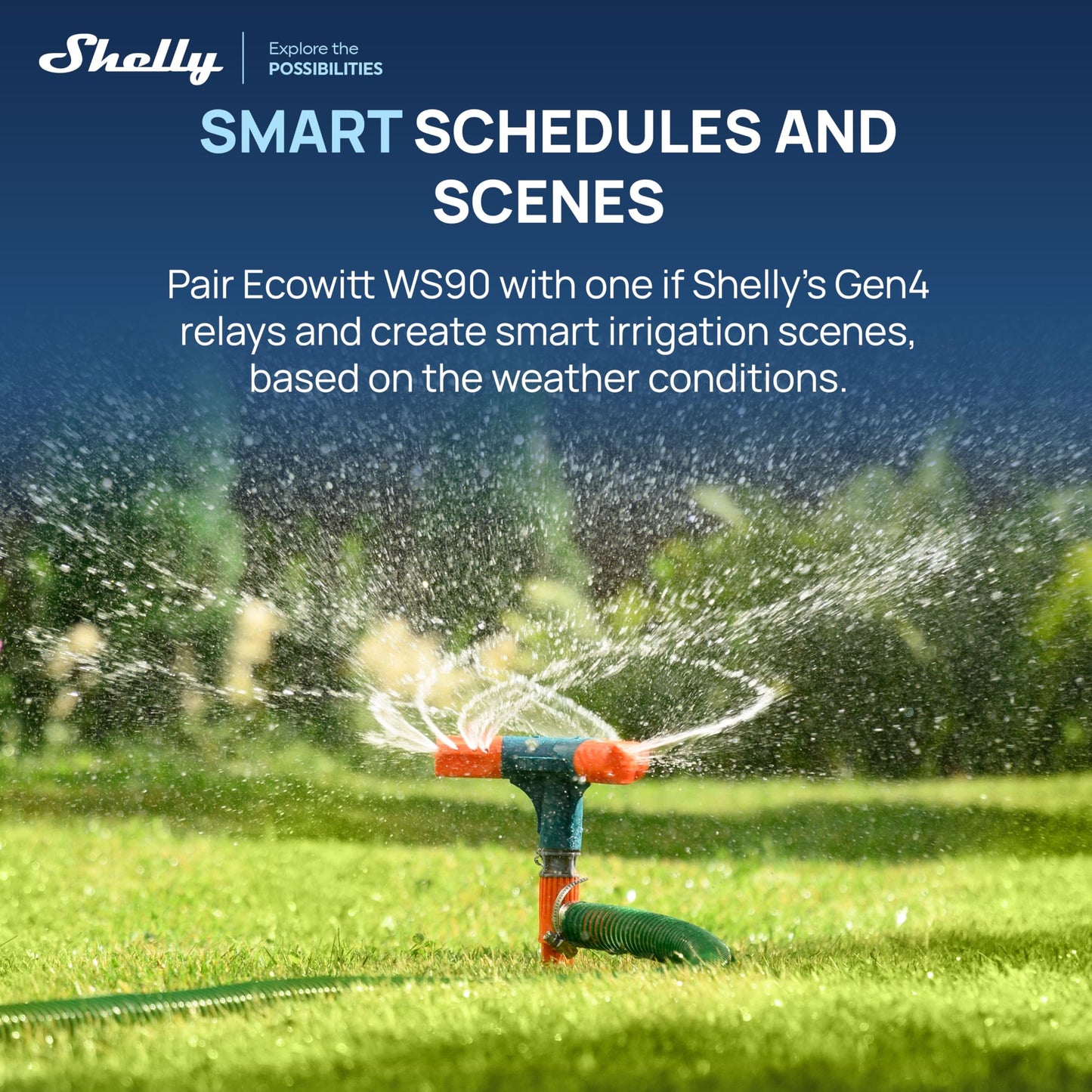 Ecowitt WS90 7-in-1 Weather Station with Bluetooth & Zigbee connectivity, Ultrasonic Wind Monitoring, Haptic rain Detection, Temperature & Humidity Tracking, UV & Illuminance, IPX5, Powered by Shelly