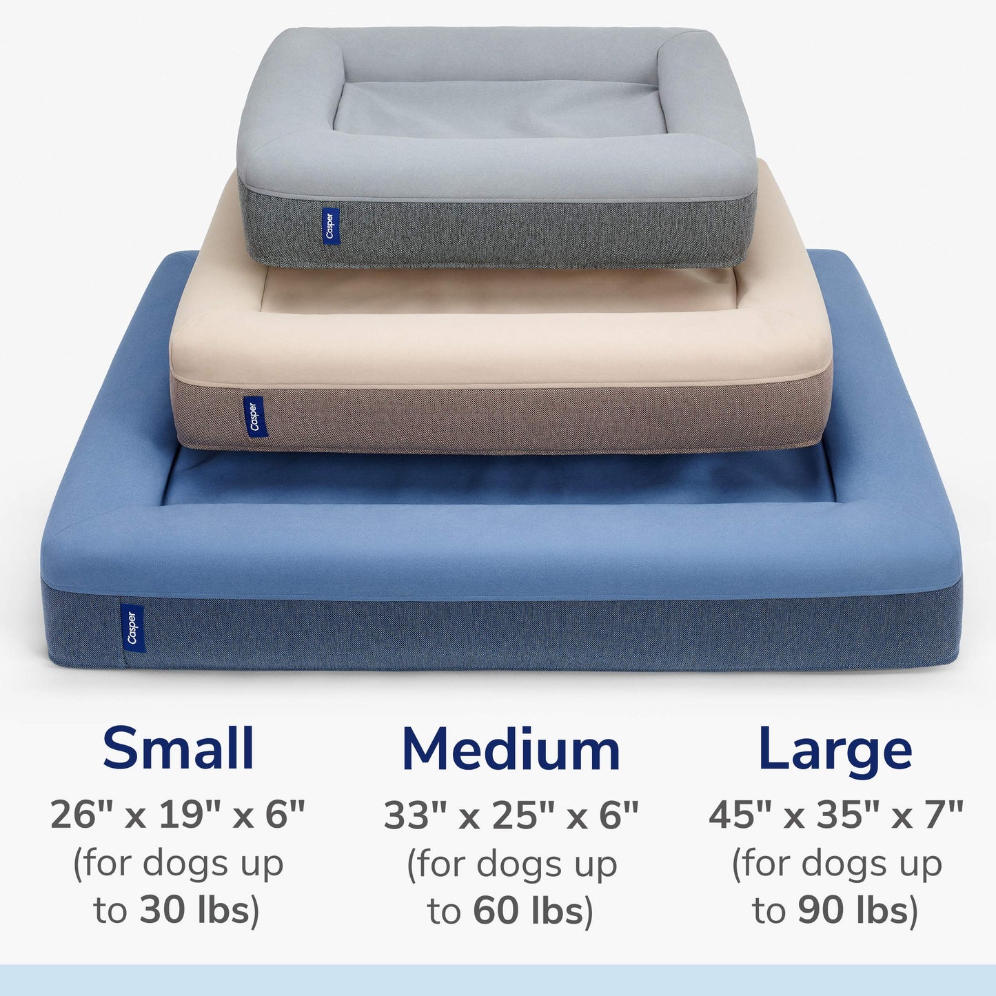 Casper Dog Bed, Plush Memory Foam, Small, Sand
