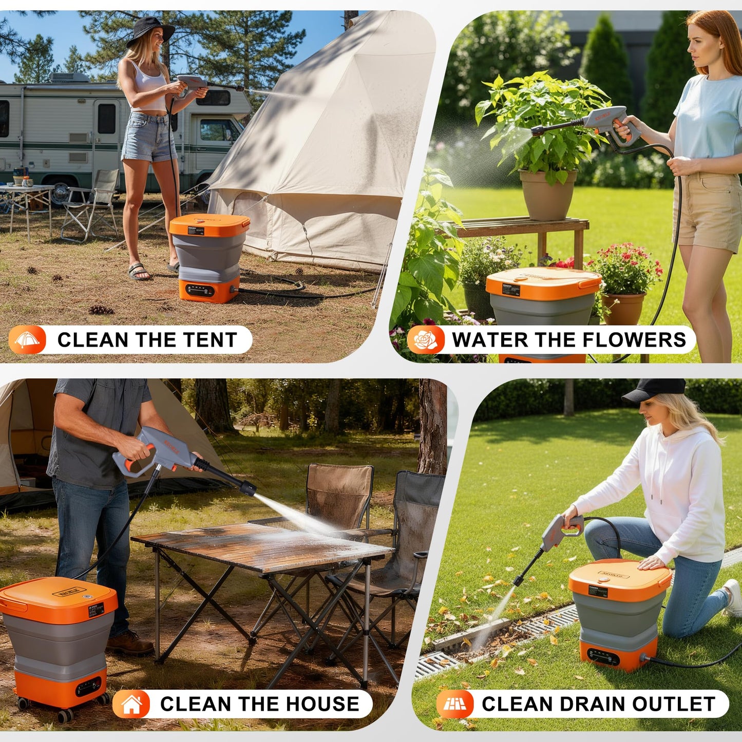 KEOKLE Portable Pressure Washer Cordless with Tank 4.5Gal,Electric Pressure Washer 4000mAh Battery Powered Max Pressure 750PSI,5-in-1 Nozzle, 15FT Hose for Flower Watering Car and Pet Cleaning