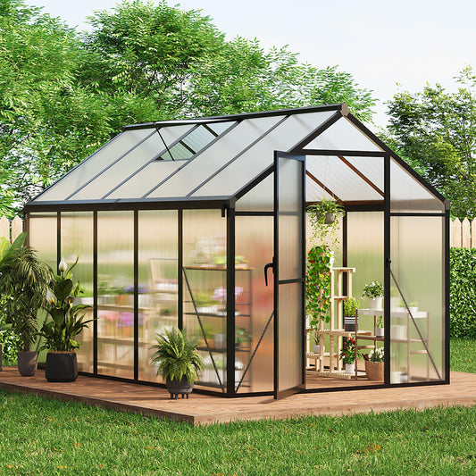 IDEALHOUSE 6×10 FT Greenhouse, Large Walk in Greenhouses for Outdoors and Garden Planting, Polycarbonate Greenhouse with Enhanced Aluminum Frame, Green Houses with Quick Setup Structure and Roof Vent