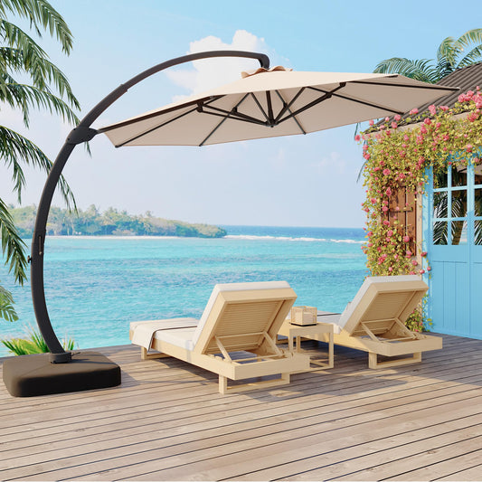 GarveeLife 11FT Cantilever Patio Umbrella With Base Included, Cantilevers Outdoor Umbrella Heavy Duty Offset, Aluminium Curved Cantilever Umbrella