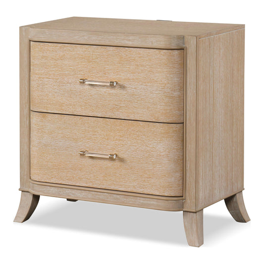 Furniture of America Saries Transitional Solid Wood 30-inch 2-Drawer Nightstand with Acrylic Hardware, Wooden Bedside Table, No Assembly for Bedroom, Guest Room, Space Saving, Natural Oak