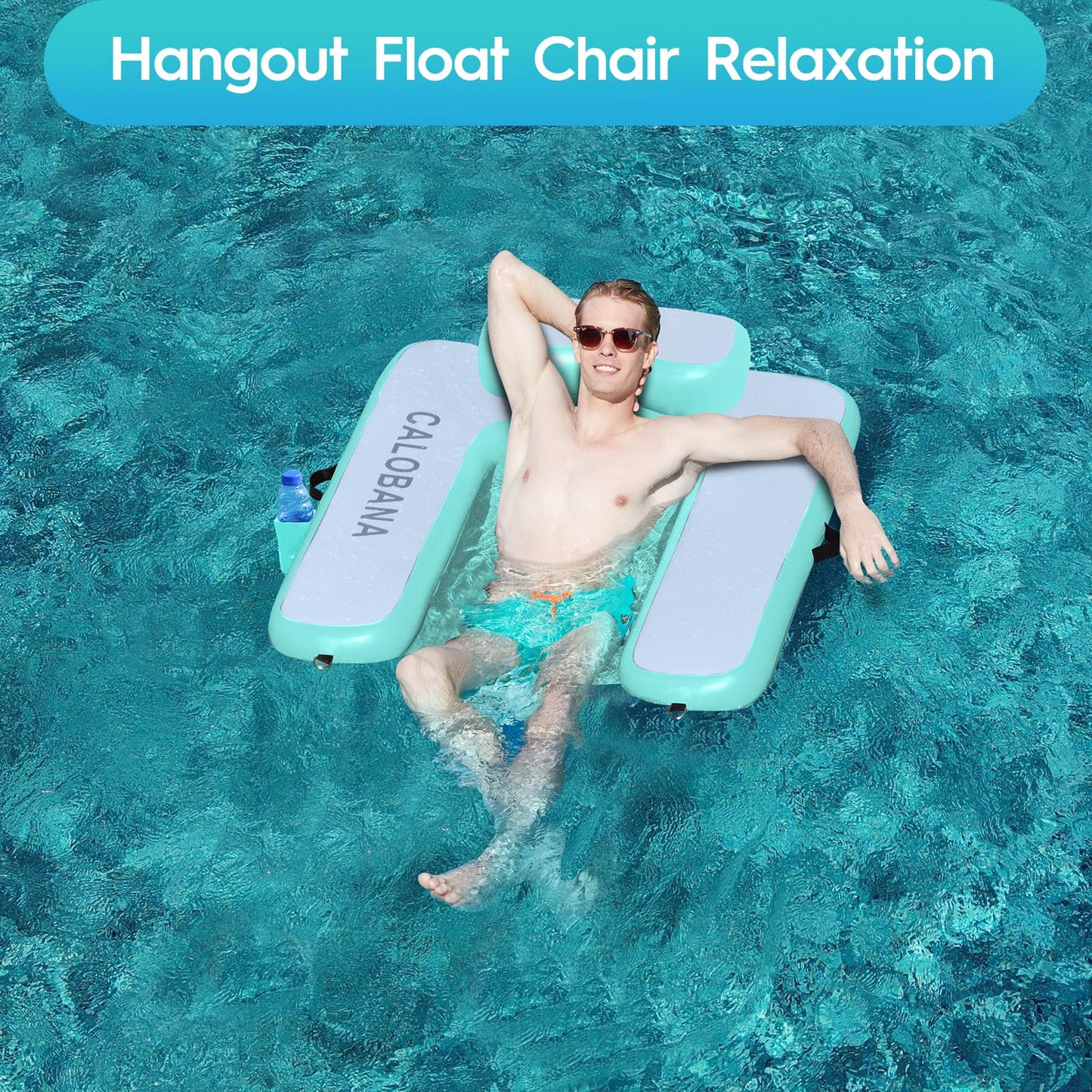 CALOBANA Inflatable Pool Floats, Floating Chair Pool Lounger Float for Adult Floaties Rafts Chair for Pool Lake River Beach Party, Grey & Mint Green