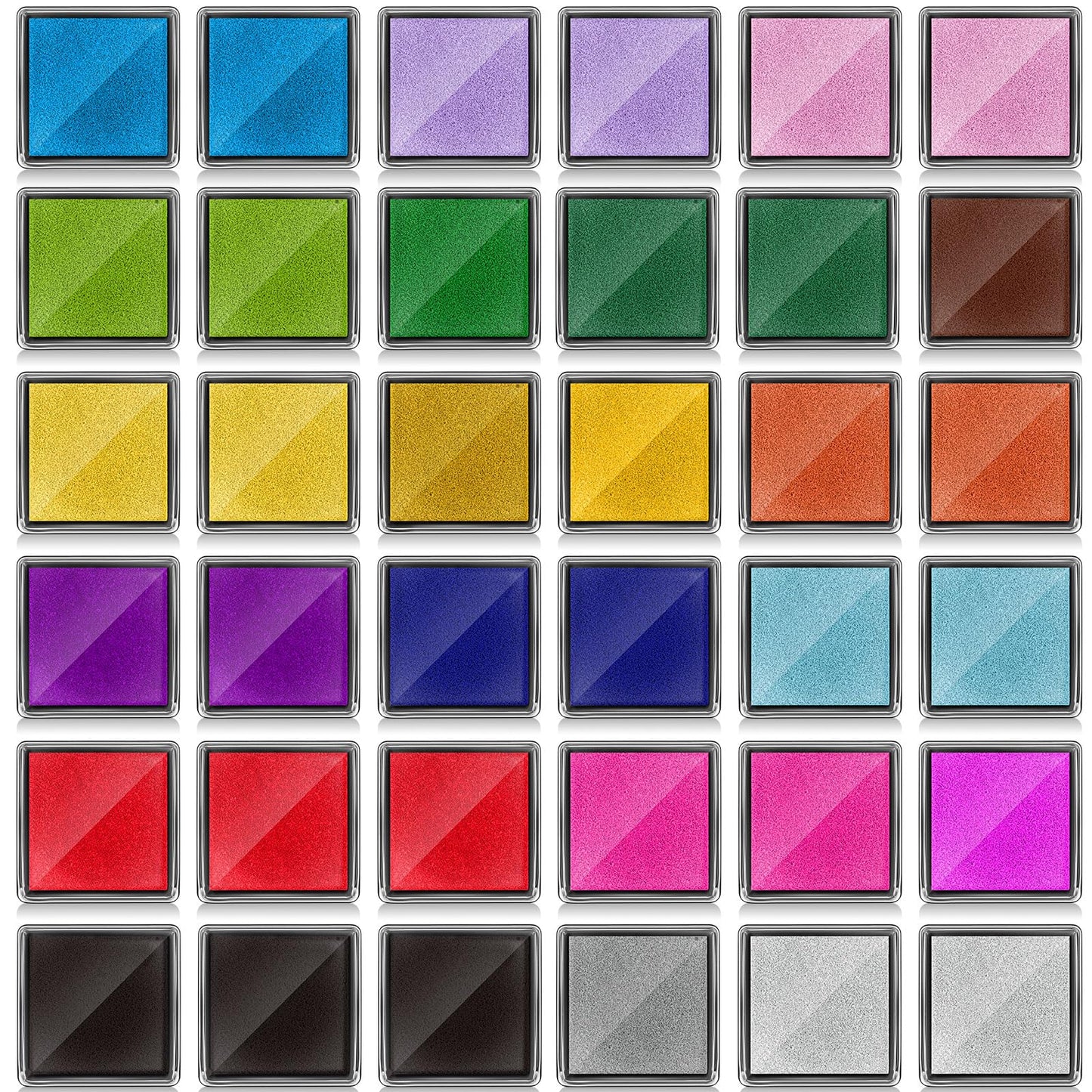 Jetec 36 Pcs Mini Ink Pads for Stamps, Rainbow Finger Washable Ink Pad for Scrapbooking, DIY Craft Project Scrapbook Supplies for Adults (Classic)