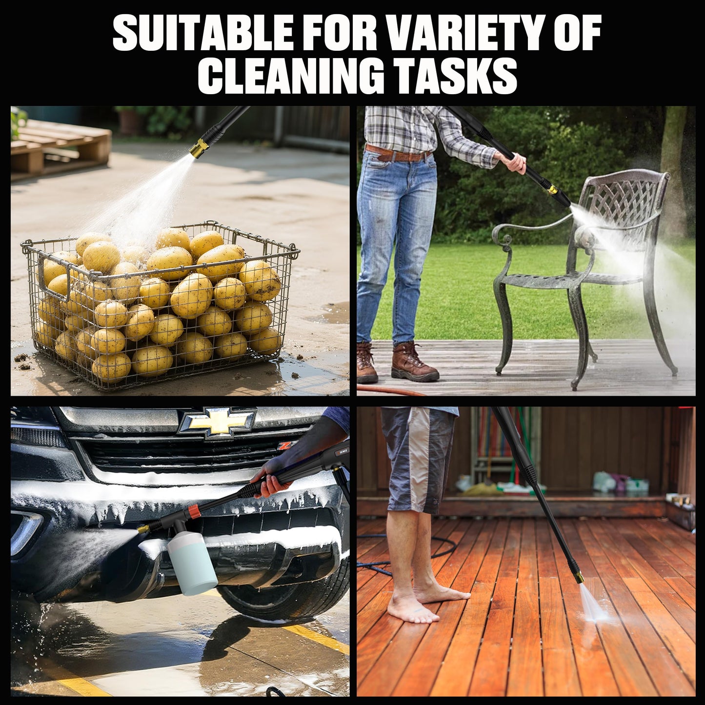 SENIX 13 Amp Electric Pressure Washer - 2100 PSI MAX, 1.2 GPM, Compact with Foam Cannon, Spray Gun, 20-ft Hose, Turbo Nozzle, and 15° Spray Nozzles - Perfect for Cars and Driveways