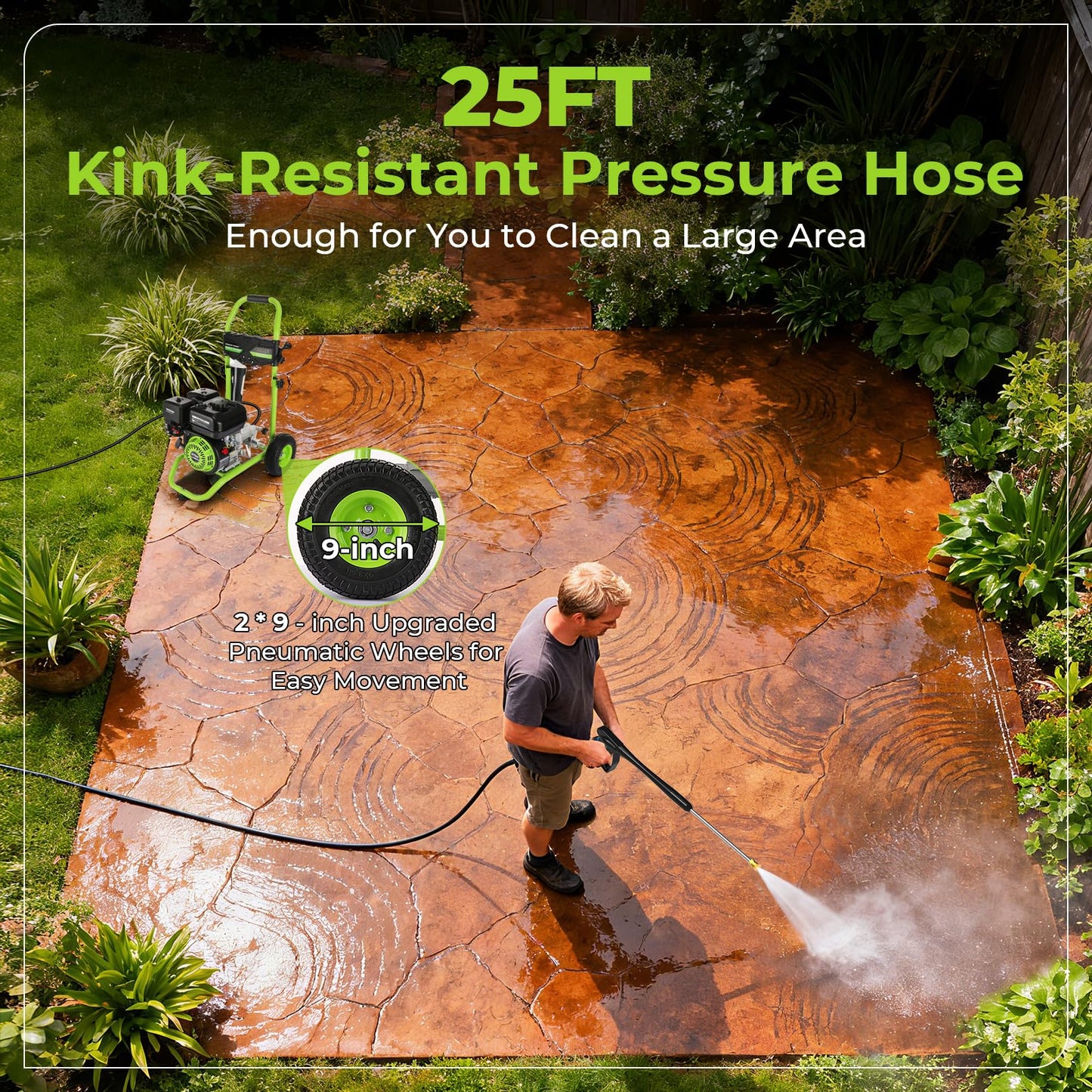 4200PSI Gas Pressure Washer 4.0GPM Gas Power Washer 212CC Gas Powered Washing Machine Commercial High Pressure Washer with 25ft Hose&5 Nozzles for Patio Garden Yard Vehicle,EPA/CARB/ETL