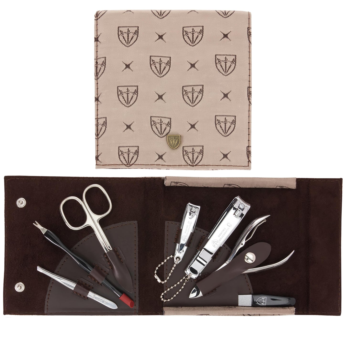 3 Swords Germany - brand quality 7 piece manicure pedicure grooming kit set for professional finger & toe nail care scissors clipper textile case in gift box, Made in Germany