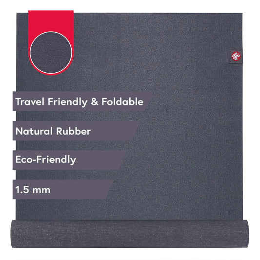 Manduka eKO SuperLite Yoga Mat 71" - 1.5mm | Natural Rubber | Foldable & Travel Friendly | Soft Textured Surface | Eco-friendly | 71 x 24 inches | Charcoal
