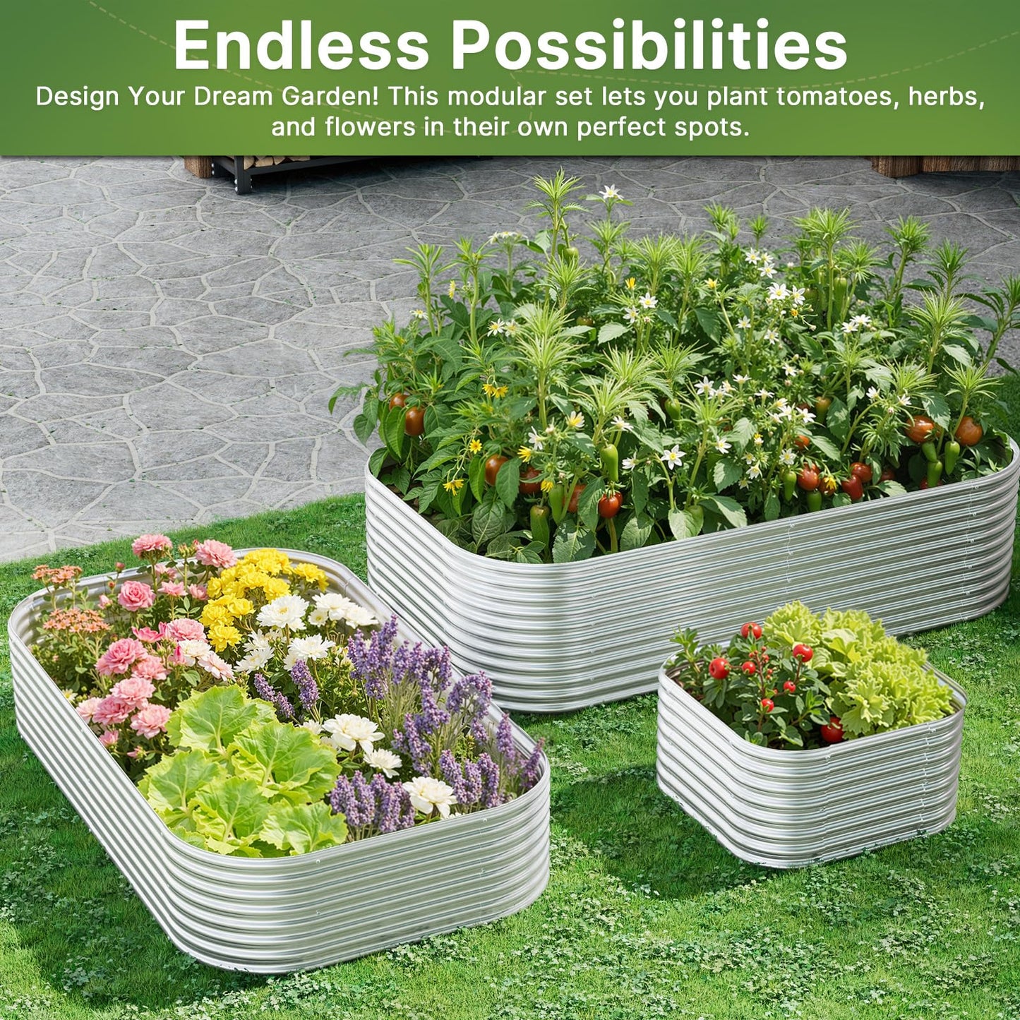 Mostmahes 2 PCS Tall 8x4x1.5ft Galvanized Raised Garden Bed Outdoor, Metal Garden Bed for Vegetables, Above Ground Garden Box for Flower, Steel Raised Beds for Gardening