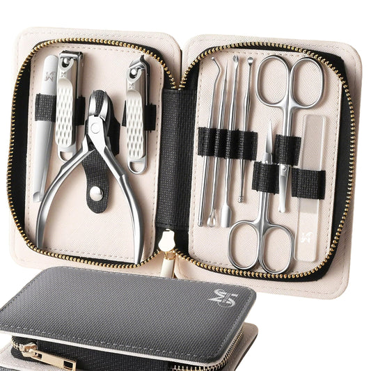 MR.LUXE 11PCS Manicure Set – Professional 11-in-1 Manicure Pedicure Kit, Premium Stainless Steel Nail Clippers and Grooming Tools with Portable Textured Travel Case, Luxury Gift Set for Woman& Man.