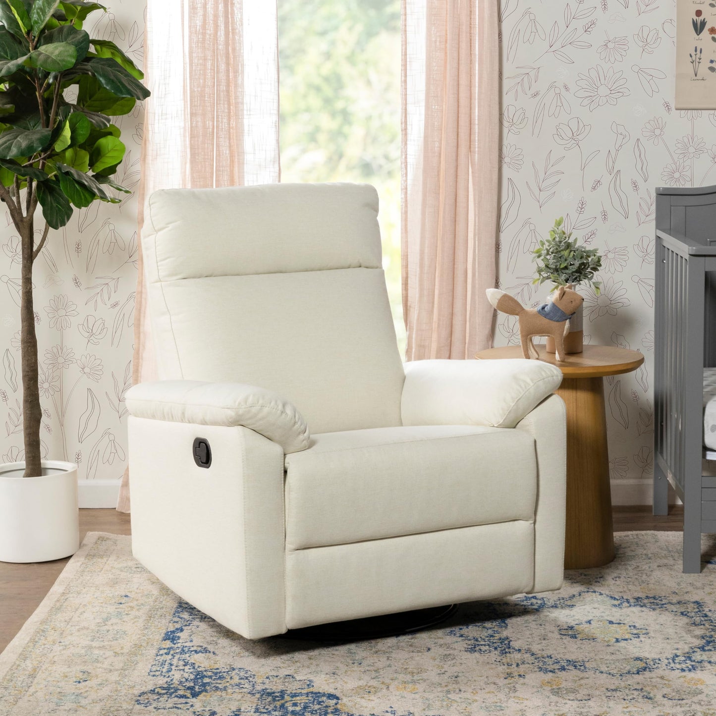 Davinci Suzy Swivel Recliner in Vanilla, GREENGUARD Gold & CertiPUR-US® Certified