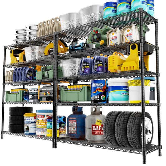 MODCART Storage Shelves, 2 PCS 48" L x 20" W x 72" H Heavy Duty Garage Wire Shelving Unit Loads 2000LBS, 5-Tier Adjustable Metal Industrial Utility Shelf Rack for Kitchen, Laundry Room, Basement