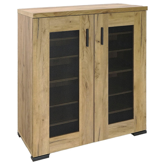 Coaster Home Furnishings - Bristol - Engineered Wood - 6-Shelf Shoe Cabinet with Double Doors, Mesh Panel, and Plastic Glides - Entryway and Mudroom - 31.5-Inch - Golden Oak - 951107