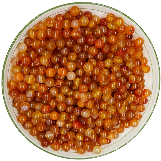 WHNKFB 10mm 50PCS Natural Red Agate Round Beads, Banded Loose Gemstone Beads for Jewelry Making Craft - 4mm 6mm 8mm 10mm Options with Free Elastic Cord