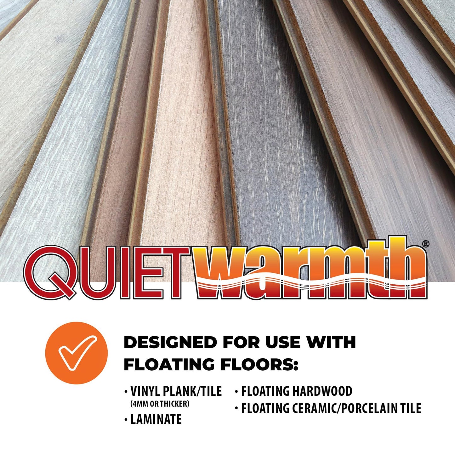 QuietWarmth Float QWARMKITFF Radiant Floor Heating Starter Kit Mat w/Programmable Thermostat for Laminate, Wood, Luxury Vinyl Floating Flooring- Cuttable Mat Size 3’x10' 120Volt (Covers 30sf)