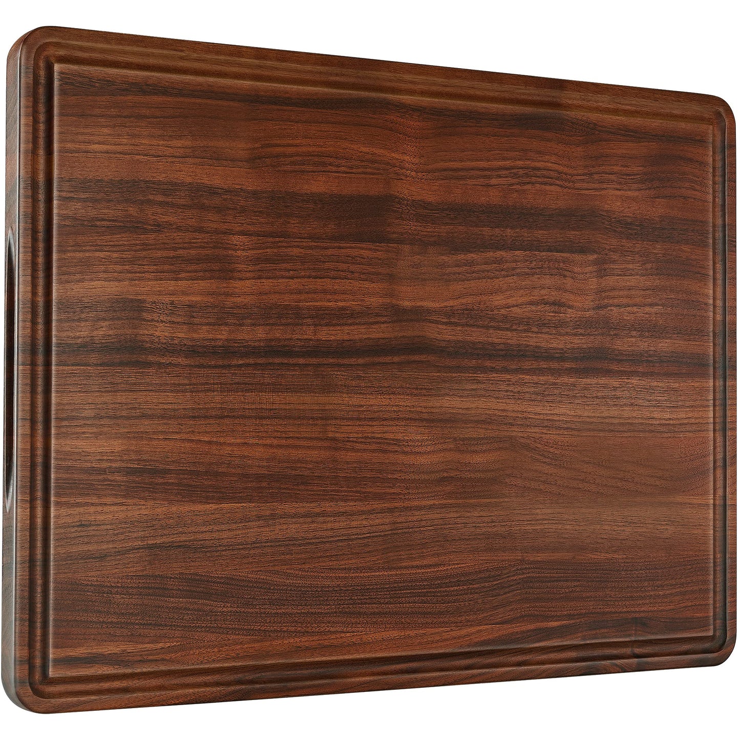 AZRHOM Walnut Wood Cutting Board, 24x18in Extra Large Wooden Chopping Boards with Deep Juice Groove and Side Handle, Thick Butcher Block for Kitchen Meat Cheese Gift for Wife Mom Gift Box