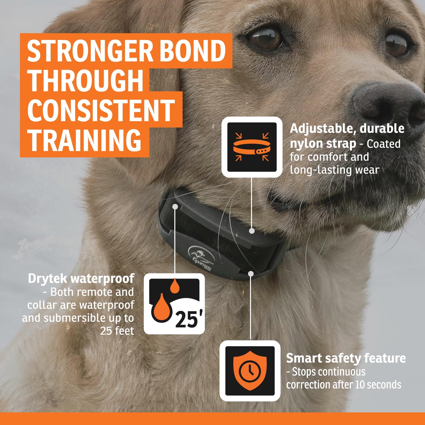 SportDOG SportTrainer 1275 Remote Trainer - Reliable Off-Leash Control - Quick-Charge Collar - Waterproof Dog Training Collar - OLED Display - 3/4-Mile Range - Orange