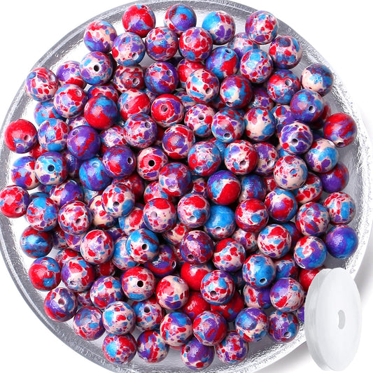 QINJIEJIE 60PCS Colorful Imperial Jasper Beads 8mm Stone Beads Round Loose Blue Violet Red Gemstone Bead for Bracelet Beading Crystal Jewelry Making DIY Necklace Earrings 0.32"