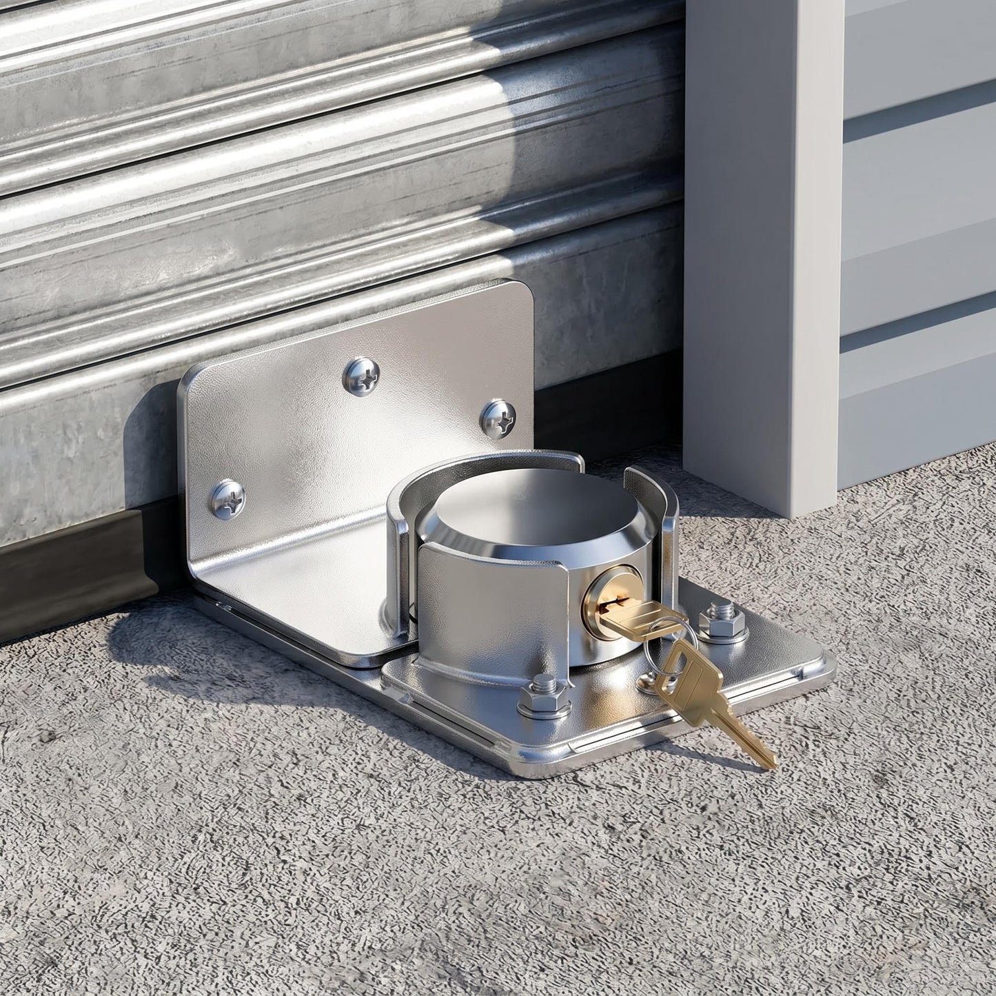 Roll-Up Garage Door Lock with Hidden Shackle, Heavy Duty Solid Steel Hasp & Padlock Set, High Security 6-Pin Cylinder, Anti-Cut & Tamper Resistant, Includes 2 Keys & Mounting Hardware
