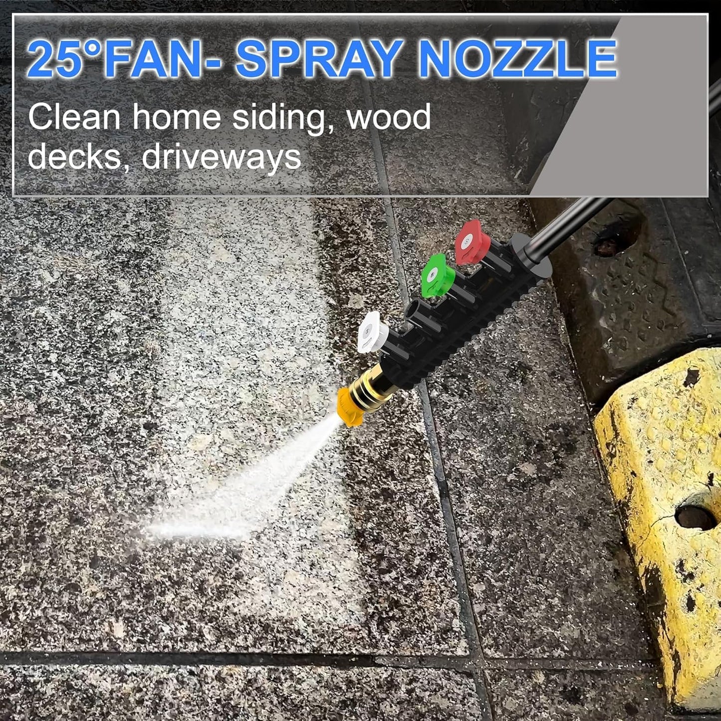 Pressure Washer 4 Wheels with Anti-Tipping Technology, Soap Tank 4 Nozzles for Patios Cars Home