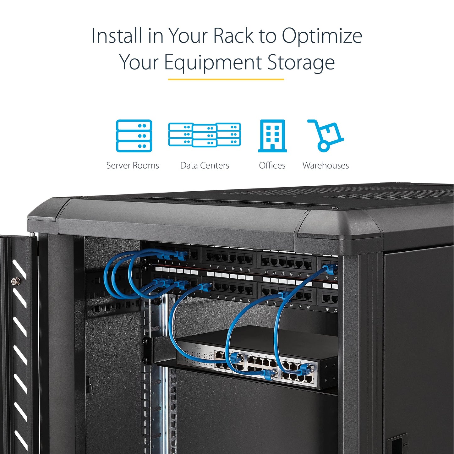 StarTech.com 2U Server Rack Shelf - Universal Rack Mount Cantilever Shelf for 19" Network Equipment Rack & Cabinet - Heavy Duty Steel – Weight Capacity 125lb/56kg - 18" Deep Tray, Black (CABSHELFHD)