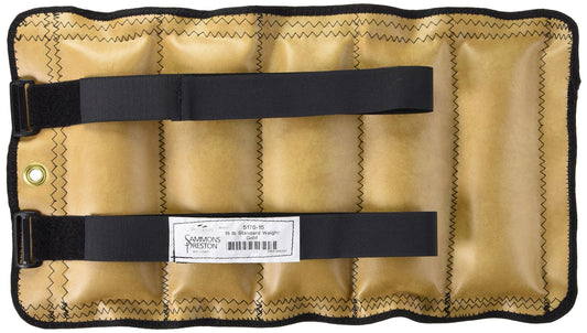 Sammons Preston Cuff Weight, 15 lb, Gold, 2 Velcro Strap & D-Ring Closure, Grommet for Easy Hanging, Lead Free Steel Ankle & Wrist Weights, For Strength Building & Injury Rehab, Sold Individually