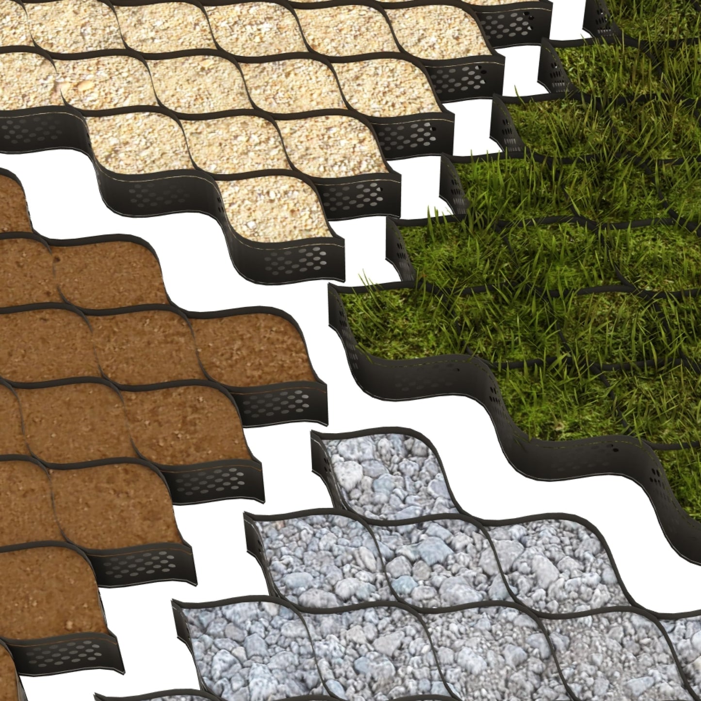 BaseCore Regular 3" Geocell Ground Grid | 9.4x24 ft Commercial Grade Gravel Grid for Driveway, Parking, Slope | Heavy Duty Stabilizer Landscaping, Horse Run & Erosion Control -1 Panel 225 sq ft