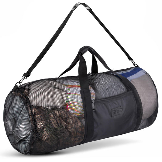 Fitdom 129L 35" Large Mesh Duffle Bag for Scuba Dive or Snorkel Equipment. Best for Water Sports & Beach Activities like Swimming, Diving & Snorkeling. Perfect for Travel, Storage, Gym Gears & Balls.
