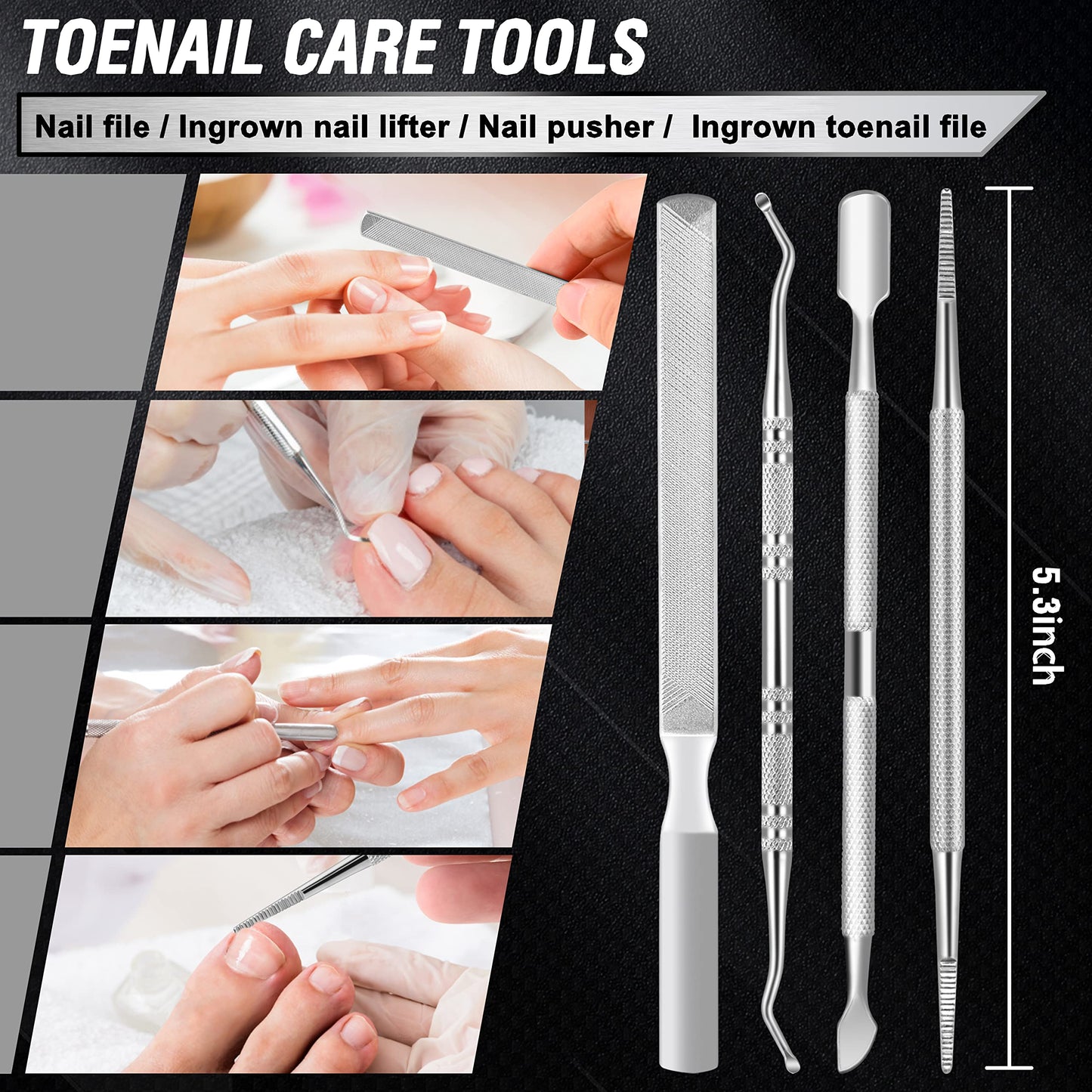 Toenail Clippers for Seniors Thick Toenails, Aucurwen Heavy Duty Toe Nail Clippers Adult Thick Nails Long Handle, Large Toenail Clippers for Thick Nails 7Pcs(Orange)