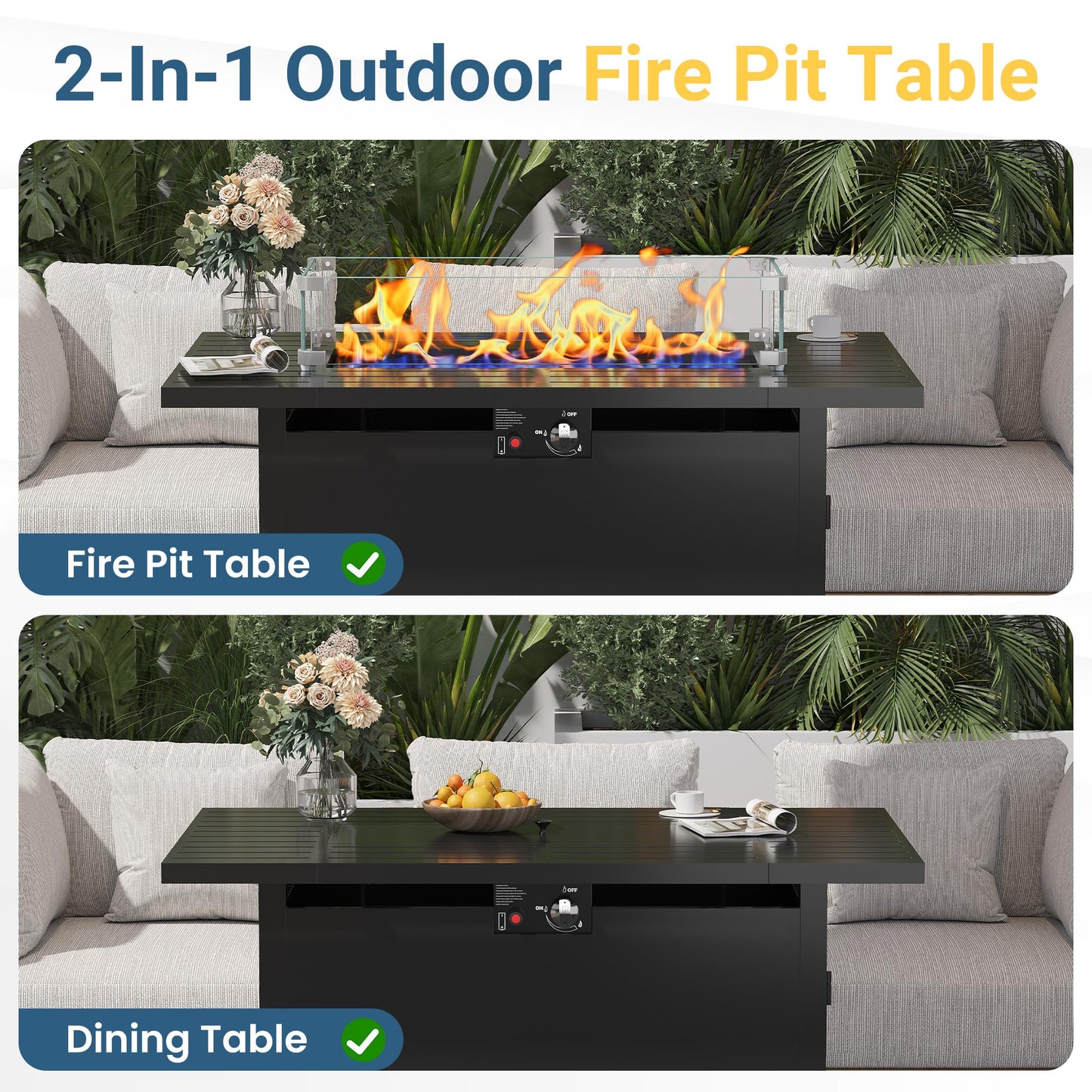 Wisteria Lane 43" Propane Fire Pit Table, 50,000 BTU Gas Fire Pit for Outside, Outdoor Fire Pit with CSA Certification for Patio Balcony Garden Deck Backyard