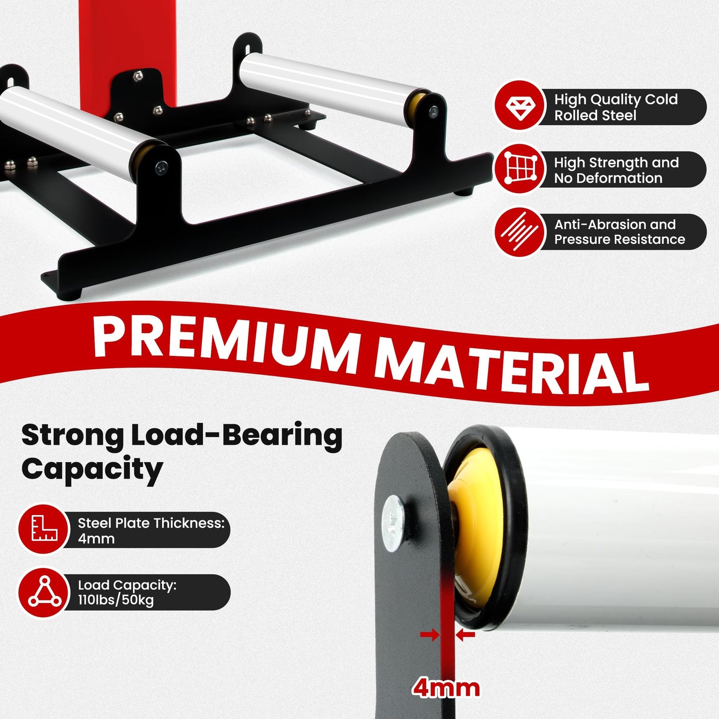 ALL4DETAIL 360° Rolling Wheel Detailing Stand, Heavy Duty Wheel Cleaning Stand for Wheel Tire Rim Cleaning Ceramic Coating, Red