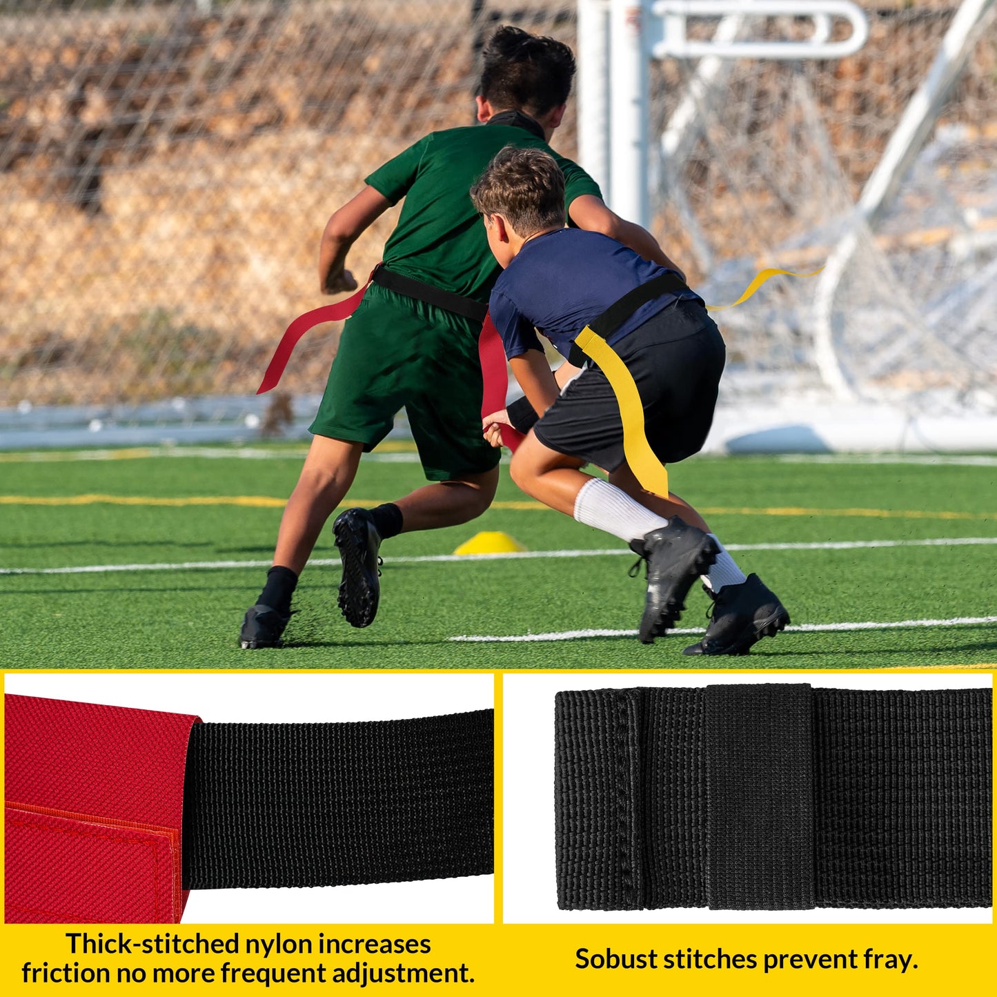MIUONO Flag Football Belts, Flag Football Set for Adults Kids and Youth, Flag Football Flags for 28 Players Training and Competition Equipment