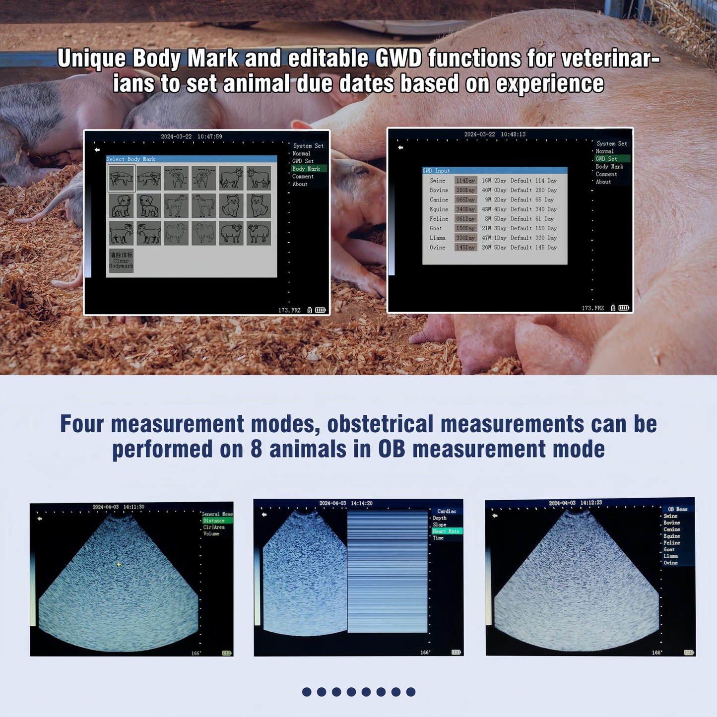 Veterinary Ultrasound Machine Ruisheng M10, Aluminum Alloy Designed with 3.5 MHz Probe for Dog Kennels, Pig Farm and Sheep Farm Pregnancy Check, Rechargeable+ Carrying case, Friendly to Beginners