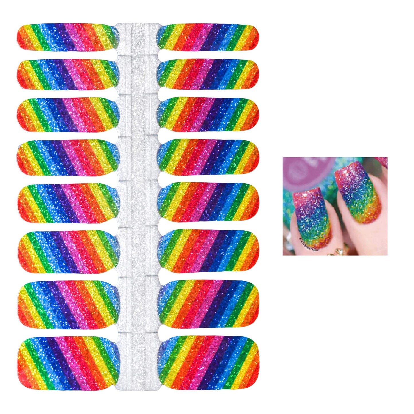 SILPECWEE 5 Sheets Rainbow Nail Wraps Nail Polish Stickers Self Adhesive Nail Polish Strips Gel Nail Strips Ombre Nail Art Design Fingernail Manicure Sticker Nails for Women with 1pc File