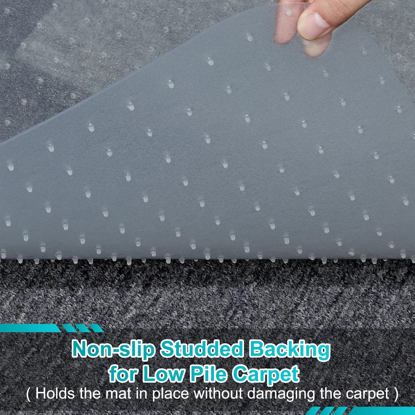 2 Pack Office Chair Mat for Carpets, 48" x 36" Clear Chair Mat for Carpeted Floors, Heavy Duty Under Desk Protector Carpeted Floors Mats, Rolling Computer Floor Mats with Studs for Home and Office