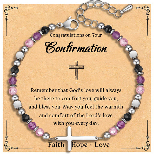 Wineord Confirmation Gifts for Teen Girls, Confirmation Gifts for Girls, Catholic Religious Cross Bracelets for Women, Easter First Communion Christian Anxiety Relief Jewelry