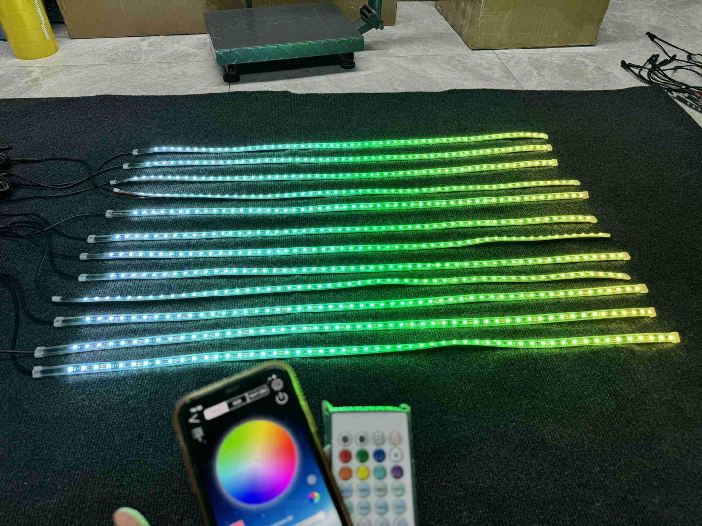 FIJVKNXY 12PCS 4FT IP68 Single Row RGB Dream Chasing Flowing Addressable LED Light Strips - APP/Remote, for Polaris Slingshot/Golf Cart/Ryker/Spyder/Bike/Cycle, Polaris Slingshot Lights