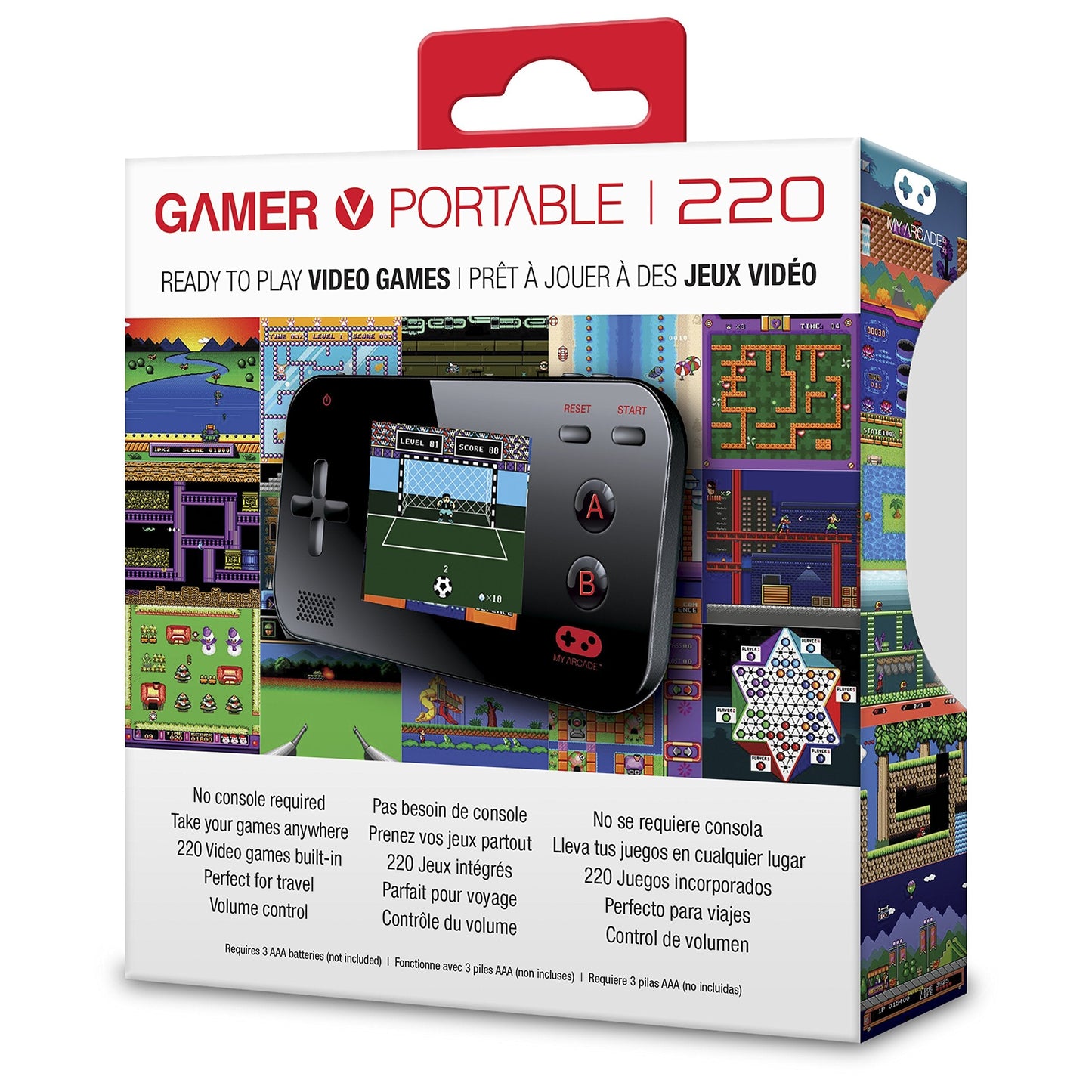 My Arcade Gamer V Portable - Handheld Gaming System - 220 Retro Style Games - Lightweight Compact Size - Battery Powered - Full Color Display - Black - Electronic Games