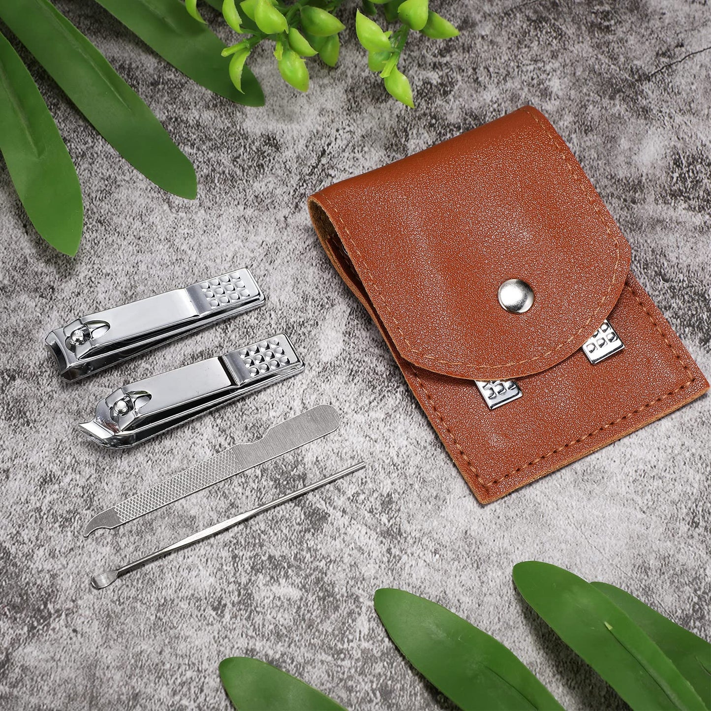 Geosar 12 Sets Manicure Gifts Bulk Nail Clippers Pedicure Kit Stainless Steel Professional Pedicure Grooming Kits Nail Care Tools with Travel Case for Women Men Hand Foot Birthday(Brown)