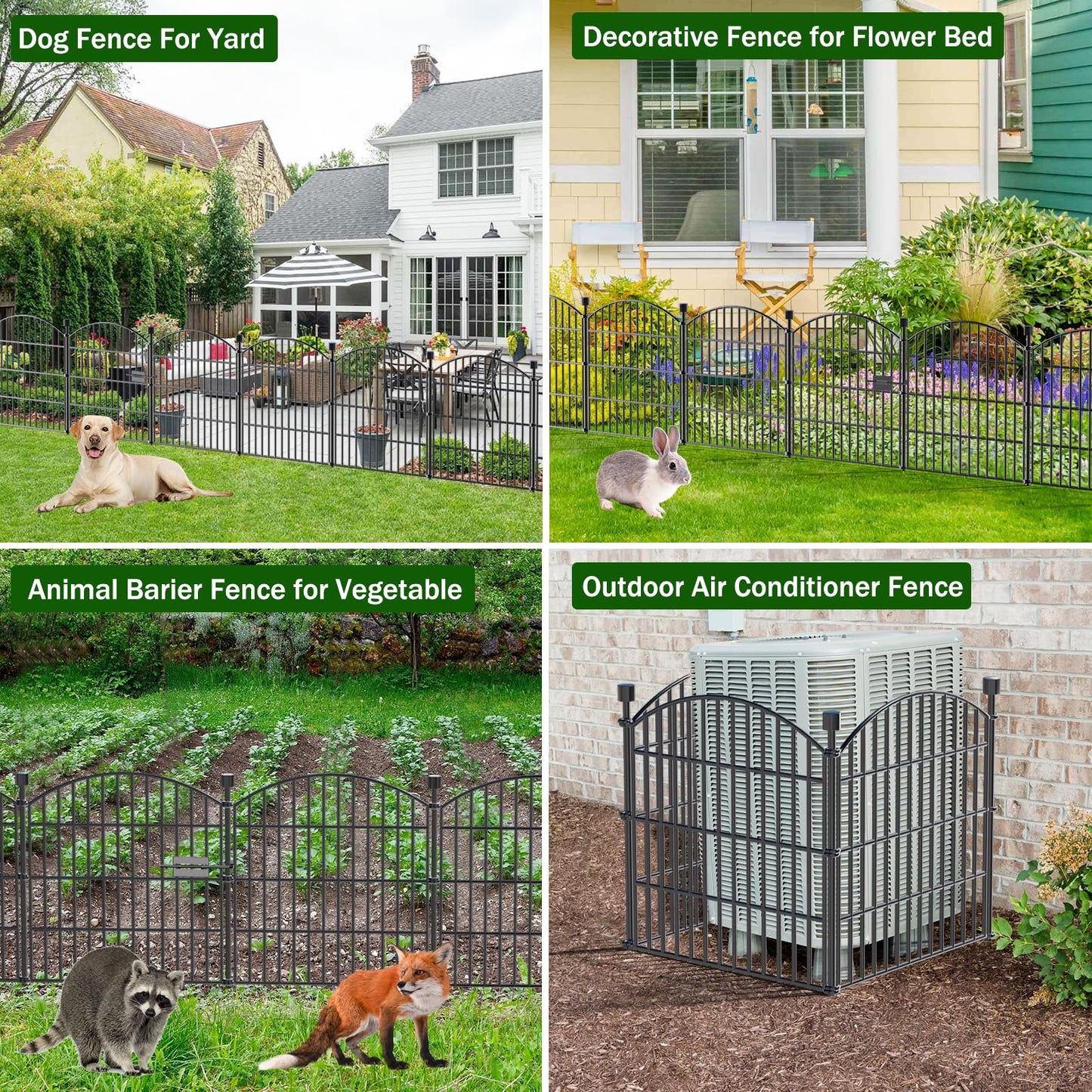 10 Panels No Dig Decorative Garden Fence with Gate - 24 in (H) x 20 ft (L) Dog Rabbits and Pets Fence Outdoor for Yard, Animal Barrier Tall Rustproof Metal Wire Fencing Border for Garden and Patio