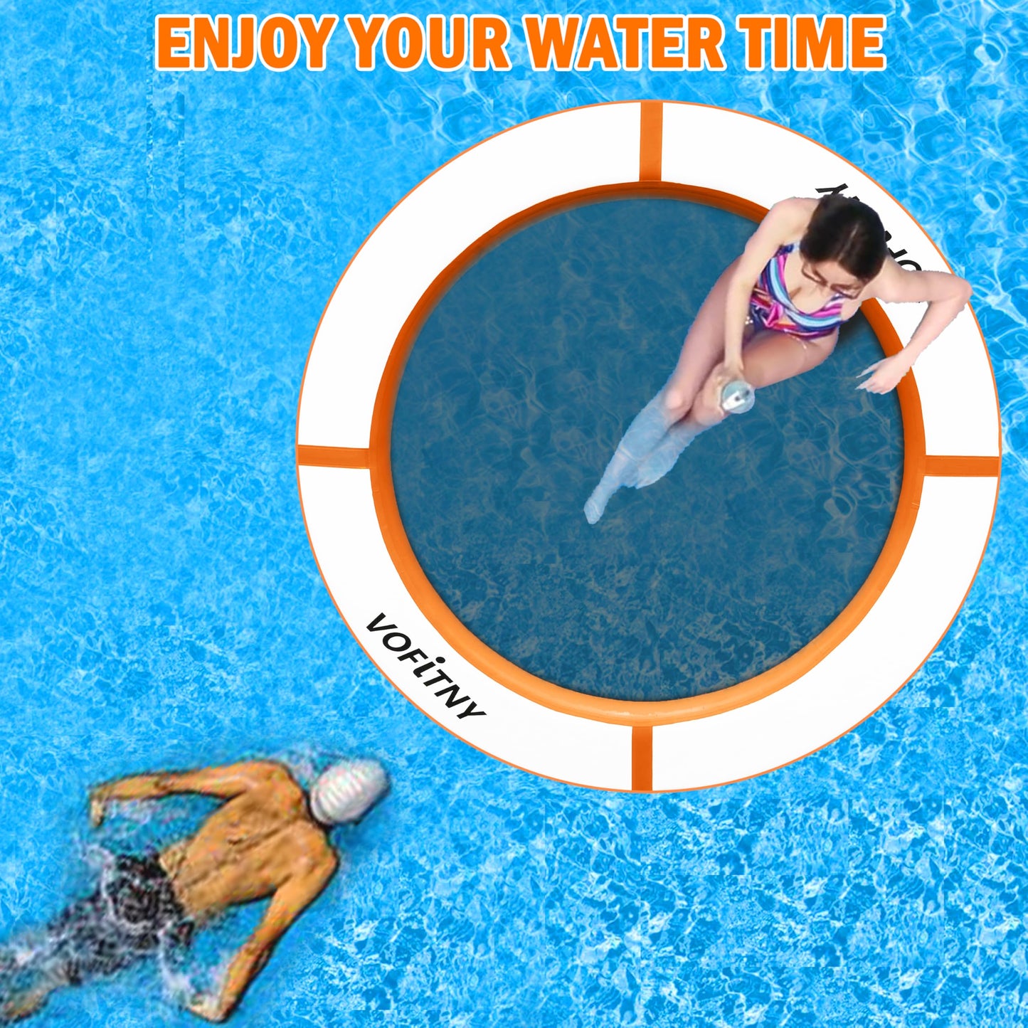 VOFiTNY Inflatable Water Hammock, Heavy Duty River Floats Lake Raft for Adults, Round Floating Ring Lounger Float Island Platform Pad Mat for Lake Pool Beach Ocean