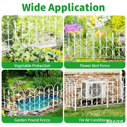 AMAGABELI 5 Panels 32in(H)×10ft(L) Decorative Garden Fences and Borders for Dogs No Dig Rustproof Metal Fence Panels Garden Edging Border Animal Barrier Fencing for Flower Beds Yard Patio Decor White