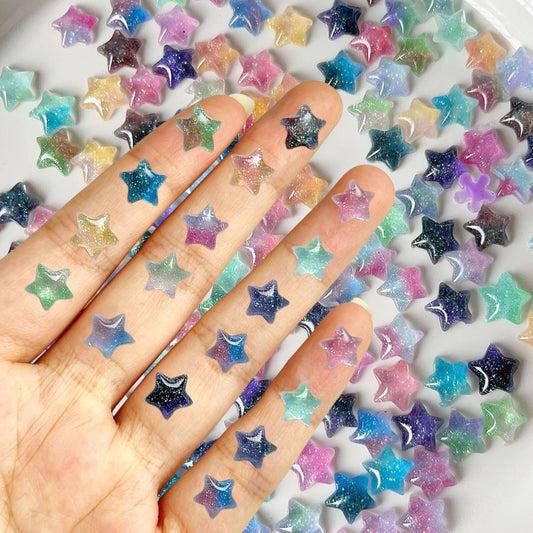 200Pcs Colorful Stars Nails Charms 3D Resin Shiny Five Pointed Star Nail Rhinestones Pentagram Nail Accessories Colorful Star Nail Jewelry Stars Nail Gems Five Pointed Star Nail Supplies for Women