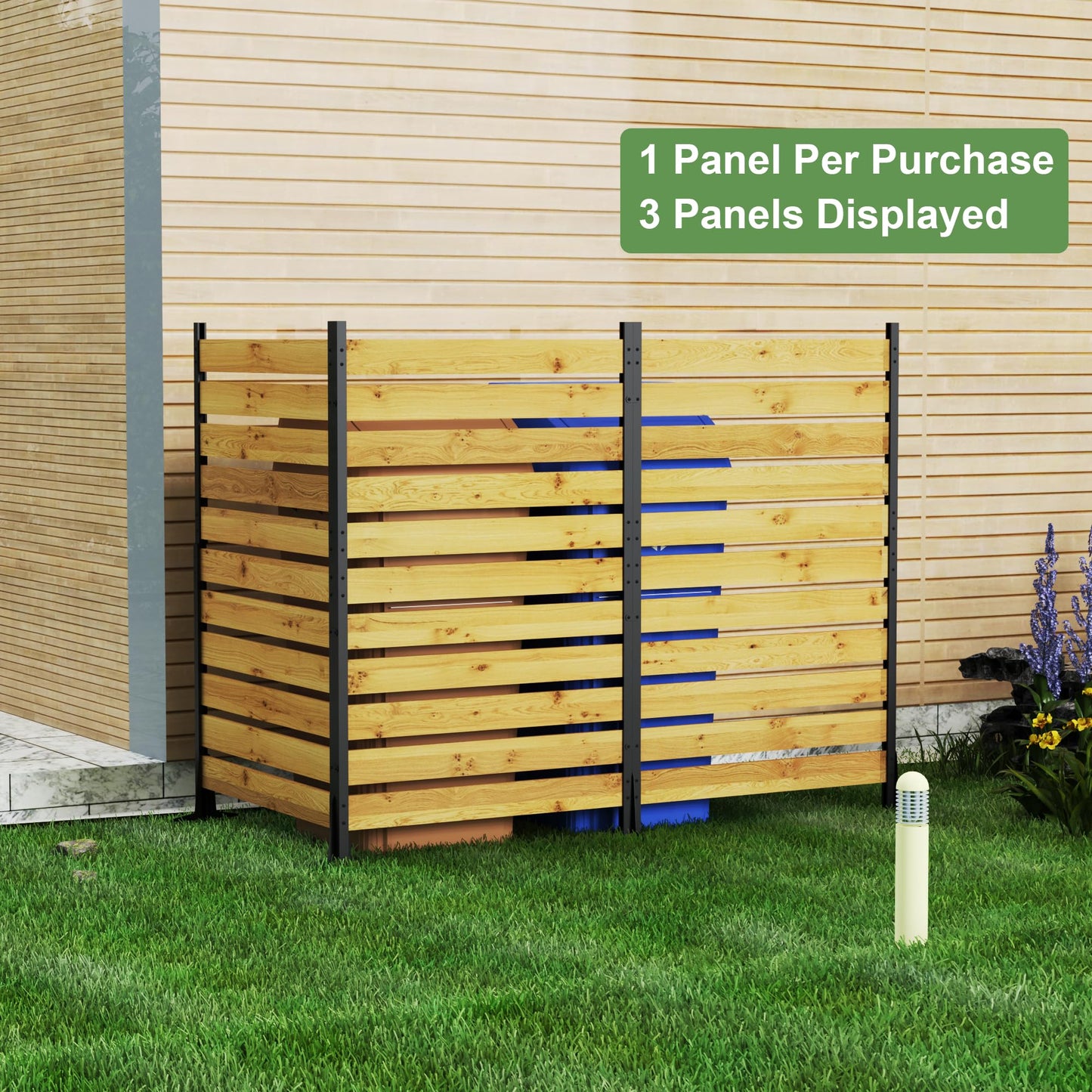 Wood Privacy Screen – Bathenum 72”H x 38.5”W, Above Ground: 61”H, Overall: 72”H, Pool Equipment Enclosure, Trash Can, Air Conditioner Fence, Aluminum Alloy Outdoor Walls