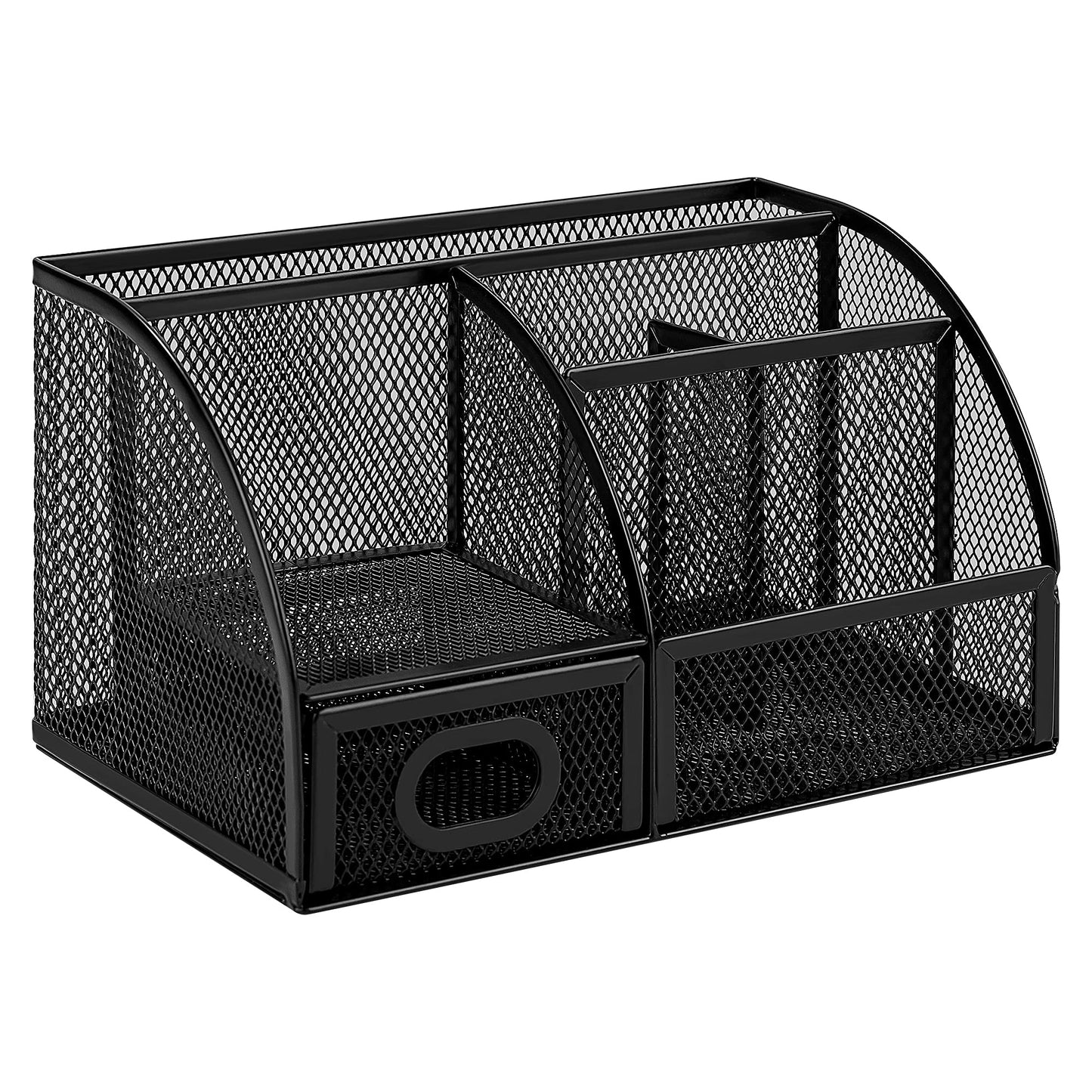 Amazon Basics Pen Holder and Desk Organizer, Office Supplies Storage Caddy, 9.1" x 5.9" x 5.5", Black