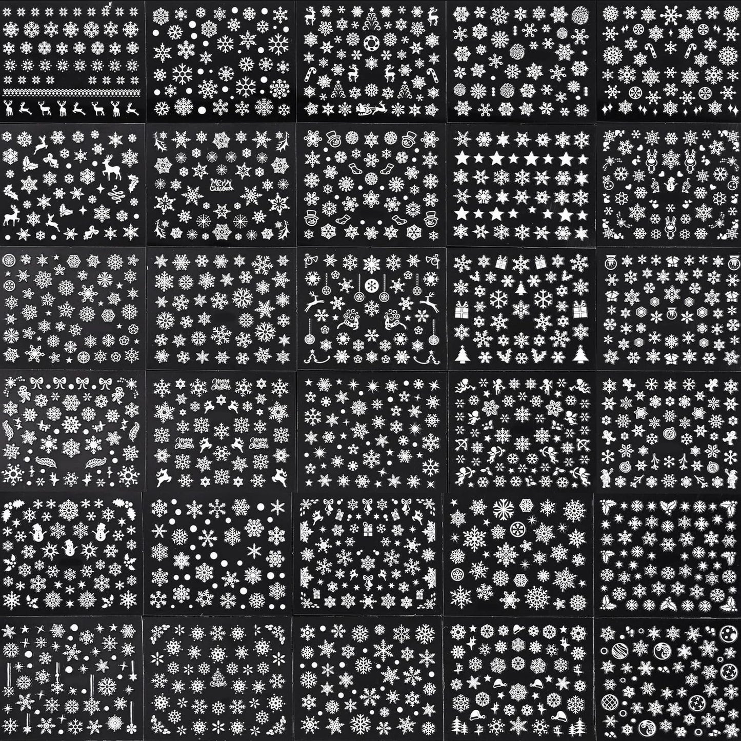 30 Sheets Christmas White Snowflakes Nail Art Sticker Decals 3D Self- Adhesive Snowman Elk Design Nail Decals Christmas Sleigh Nail Supplies Stars Lace for Women Kids DIY Nail Art Decoration