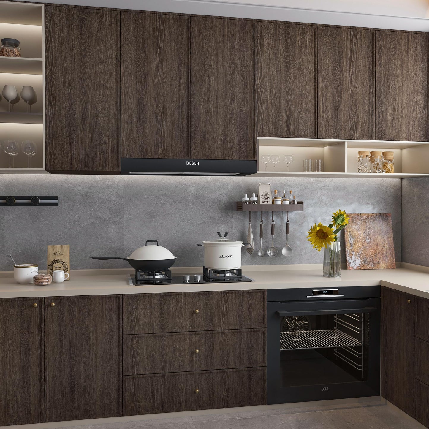32x590in Extra Wide Dark Brown Wood Grain Contact Paper Black Walnut Textured Peel Stick Wallpaper Air Guide Slot Design Matte Thick Self-Adhesive Waterproof Furniture Sticker Vinyl Decorative Film