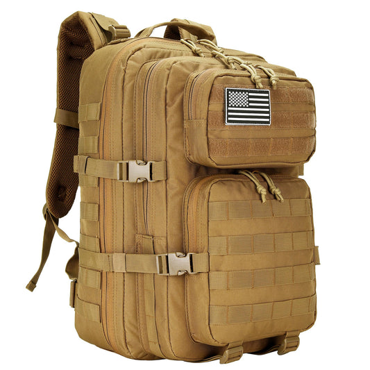 HongXingHai 45L Military Tactical Backpacks 3 Days Assault Pack Bag Fitness Rucksack 3 Day Bug Out Bag Hiking Treeking Molle Daypack (Khaki)